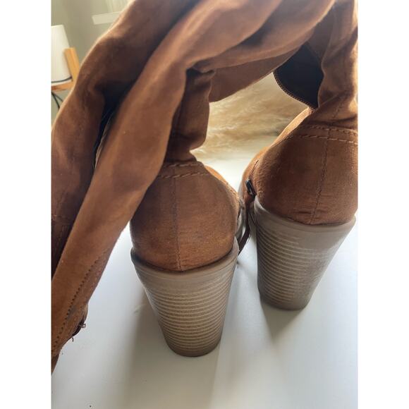 DV Tan Faux Suede Over The Knee Heeled Boots - Picture 7 of 15